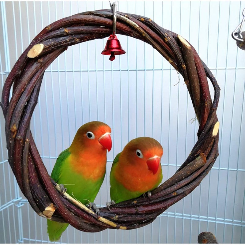 alfyng 6 Pack Parrots Bird Chewing Swing Toys, Parrot Hanging Bell Perches, Birds Hammock Wooden Cage Stands for Small Parakeets, Cockatiels, Conures, Love Birds, Finches and Other Small Animals - Image 4